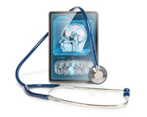 Stethoscope and Tablet with fMRI on screen